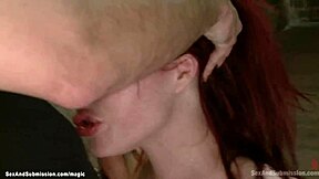 hey ginger slave, open wide for that monster cock in mouth and pussy