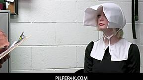 i caught amish blonde teen Annie Archer shoplifting fucked her in garage