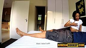 Tight ebony milf's pussy takes rough pov missionary from big cock American!