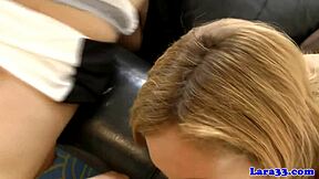 Classy British mature slurps cock in hairy FFM threesome!