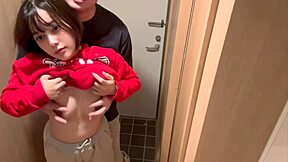 stayed over boyfriend's after konbini... couldn't hold back fucked right at entrance