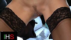 damn this slutty blonde takes double penetration in pussy and ass so good