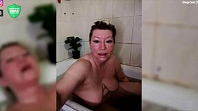 Aimee shaves hairless pussy jerking off mature russian milf bathroom closeup