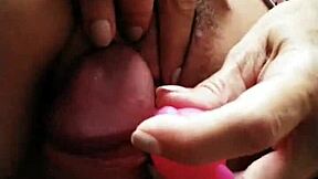 pink vibrator buzzes deep while pussy and ass get pounded hard