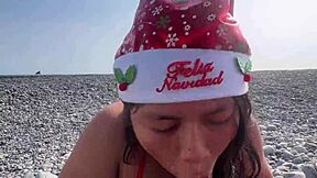 Valentina's Beach Blowjob Cumshot After Christmas Party with Argentinian Peruvian Mexican Street Sex
