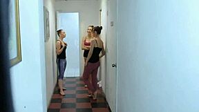 Us ballerinas suck our instructor's thick cock together
