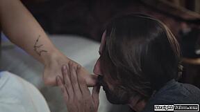 Stepdad Deepthroats Petite New Stepdaughter with Monster Cock Domination Pussy Lick Feet Old Young Taboo Sex