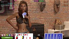 yanet strips in spicy poker hentai with creampie luck