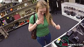 blonde plays game for massive facial cumshot pearl necklace