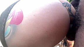 How's this big black cock feel pounding milf pussy bent over garden?