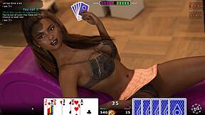 yanet strips in spicy poker hentai with creampie luck