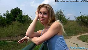 what if a horny czech blonde's tight pussy got cash-fucked outdoors in the forest?