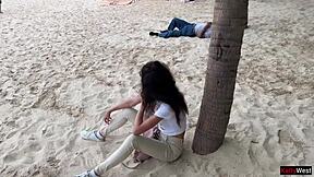 stolen beach beauty endures savage public pounding from stranger