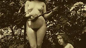 vintage lesbians explore hairy secrets in antique threesome haze