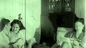 vintage lesbians explore hairy secrets in antique threesome haze