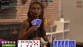 yanet strips in spicy poker hentai with creampie luck