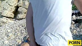 Sex-Starved Blonde Milf Debora X's Big Tits Bounce Beach Doggystyle Cock Sucking