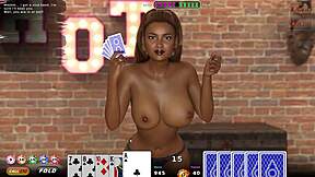 yanet strips in spicy poker hentai with creampie luck