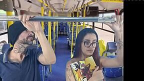 redhead student miniskirt groped hard by stranger on bus