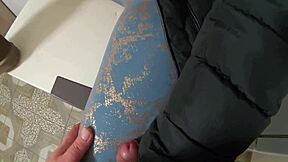 cum explodes on downjacket after dirty anal fingering