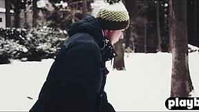 Snowy Day Turns Horny for Pierced Girlfriend's Sensual Fuck