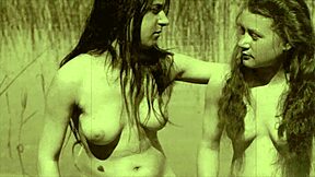 vintage lesbians explore hairy secrets in antique threesome haze