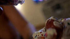 Sloppy Milf Wife Drains Hubby's Monster Cock with Messy Tits Handjob Foreplay