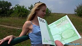 what if a horny czech blonde's tight pussy got cash-fucked outdoors in the forest?