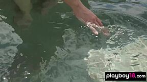 petite blonde milf ali claire strips poses naked outdoors shaved pussy flashing