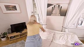 Daniela Orth Strips for Shaved Solo Masturbation and Explosive Orgasm Break