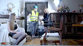 damn selinah kyle's wild french 18+ brunette ass gets fisted and double penetrated in ffm squirt threesome with alice maze milf