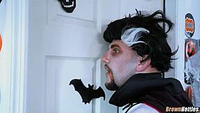 black teen hottie takes halloween gloryhole pounding