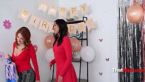 stepmom's birthday gangbang turns wild with lingerie banging by group of guys