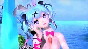 hatsune miku's huge tits ass explode from nude rabbit diva costume
