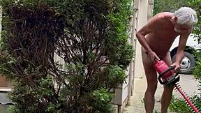 NakedMan15 Exposes Ass and Cock in Outdoor Garden Flashing