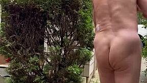 NakedMan15 Exposes Ass and Cock in Outdoor Garden Flashing