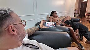 Husband Watches Wife's Huge Tits Bounce as Muscular Best Friend Dominates Her Curvy Ass Hard