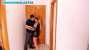 Cute busty blonde milf mom deepthroats fucks delivery boy tattooed