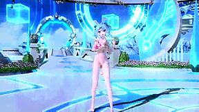 hatsune miku's huge tits ass explode from nude rabbit diva costume