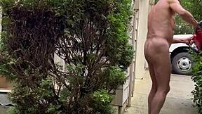 NakedMan15 Exposes Ass and Cock in Outdoor Garden Flashing