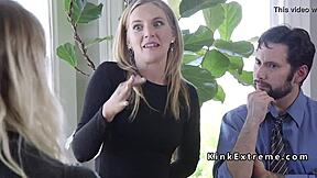 damn this extreme couple TIES UP their bound housewife for gagging sybian ride 😈🔗