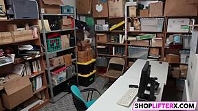 I caught sexy shoplifter eden swiping punished her big cock burglar garage hardcore