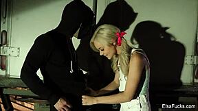 Elsa Jean blonde teen pussy fucked hardcore masked stranger cumshot tits