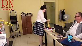 yoga babe regina noir flashes tight pussy at work then clothes rip