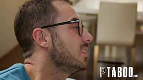 Horny petite Emily Pink bends for double anal penetration in raw threesome pounding