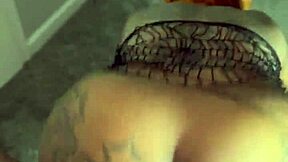 Sexy ebony stripper in fishnets lingerie rips clothes takes big black cock creampie pov sloppy