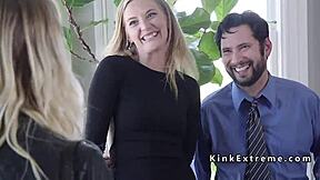 damn this extreme couple TIES UP their bound housewife for gagging sybian ride 😈🔗