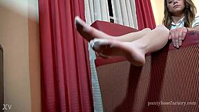 mika's silk pantyhose feet tease in nylon indulgence