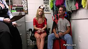 imagine plump mall cop threesome busting shoplifters with sneaky cam