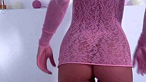 Fitness model in tight dress begs neighbor for cock over the fence